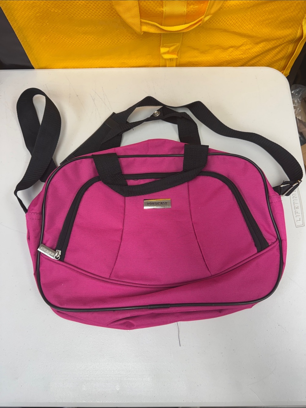 Bright Pink Travel Shoulder Bag with Black Accents Forecast brand like new